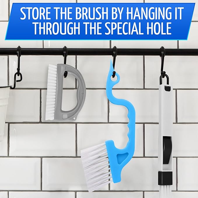 2 Pcs Crevice Cleaning Brush - Sliding Window Track & Gap Brush - Hard Bristle Dust Remover for Bathroom & Kitchen