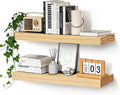 Floating Wall Shelves 24x6.8x1.7 Inch – Solid Wood Rustic Shelves in Natural Wood Finish – Wall Mounted Display Shelf for Bathroom, Kitchen, Bedroom – Set of 2