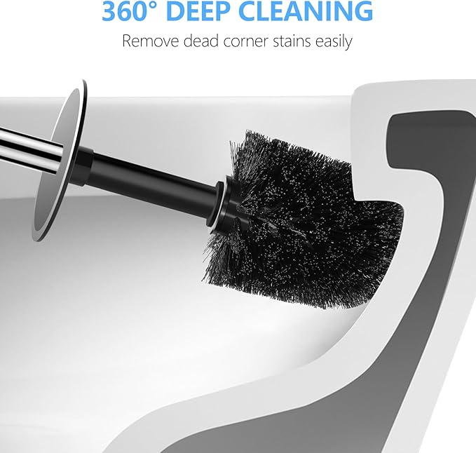 SetSail Grout Cleaner Brush with Long Handle & Compact Size Toilet Bowl Brush and Holder, V-Shaped Floor Scrub Brush Swivel Grout Brush Stiff Bristle Floor Grout Scrubber for Bathroom
