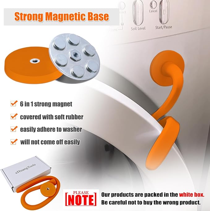 Front Load Washer Door Prop and Stopper, Removable Magnetic Washer Door Holder - Flexible Adjustable Washer Door Stopper Keep Washer Door Open to Prevent Odors - Orange