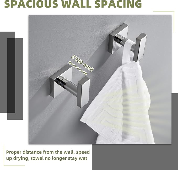 APLusee Polished Chrome Towel Hook 2 Pack, 304 Stainless Steel Clothes Hook, Wall Mounted