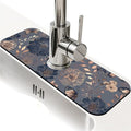 Kitchen Sink Splash Guard，Graceful butterfly flowers Faucet Mat Sink Gadgets-Super Absorbent Fast Drying Mat Drip Catcher for Kitchen, Bathroom,Sink Mat, Dish Drying Mat, Bathroom(15" X 5.5" )