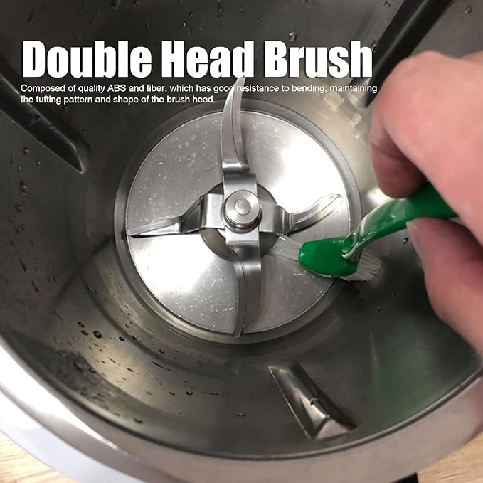 Universal Double Head Cleaning Brush Premium ABS Fiber Long Handle Durable Odorless for Kitchen Bathroom Bottles Green 31cm 1 Pack