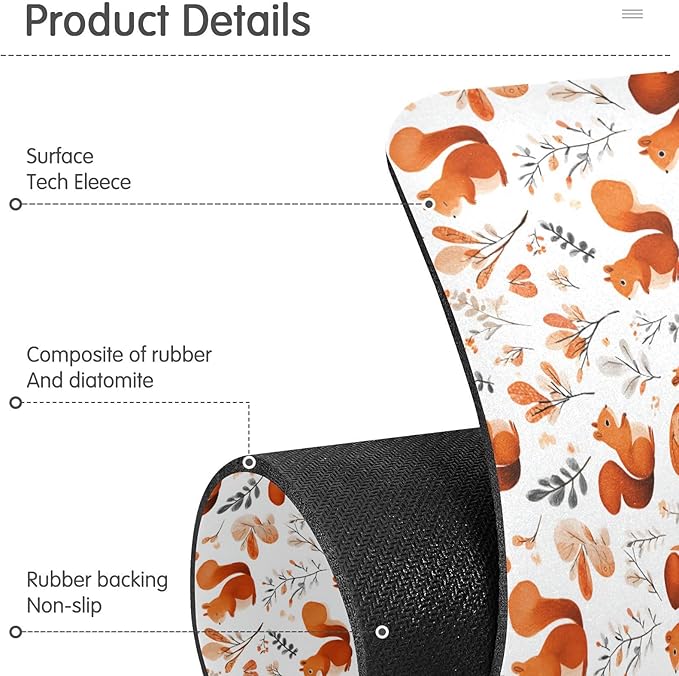 Squirrels and Fall Leaves Kitchen Sink Splash Guard Sink Faucet Mat Faucet Handle Drip Catcher Drain Mats for Kitchen Bathroom Countertop Absorbent Dish Drying Pad 2Pack 30x5.4IN