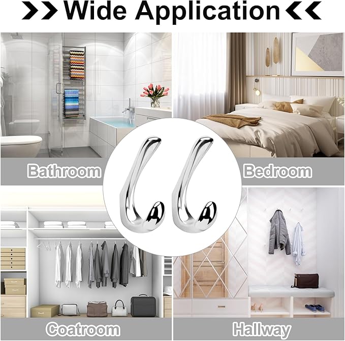 1 Pack Towel Hooks for Bathrooms Wall Mounted, Polished Chrome Bathroom Hooks for Towels, Robe & Towel Hook for Wall, Modern Bath Towel Hook