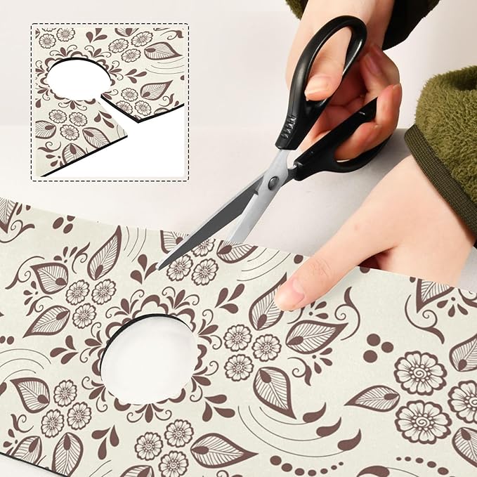 Kitchen Faucet Absorbing Mat Sink Splash Guard Behind Faucet Drip Catcher Trimmable for Bathroom RV Bar 30x5.4in 1PCS Arabesque Retro Floral