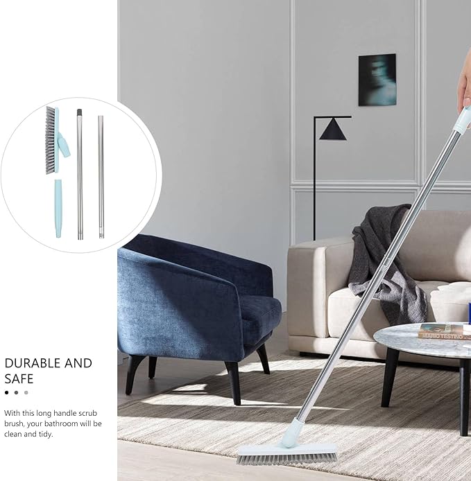 TIDTALEO Rotatable Long Handle Floor Scrub Brush with Stiff Bristles Tile Grout Crevice Brush for Bathroom and Kitchen Cleaning