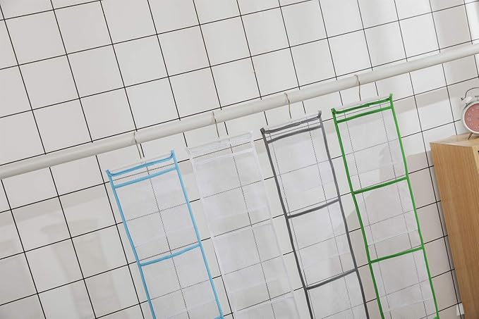 ALYER Narrow Mesh Fabric Shower Caddy Organizer with Hanger,Hanging Mesh Pockets for Shampoo, Conditioner, Soap and Body Wash (Blue)
