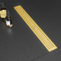 SaniteModar Linear Shower Drain - Gold 60 Inch with Removable Grate, Brushed 304 Stainless Steel Floor Drain Includes Hair Catcher and Leveling Feet