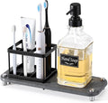 Shinowa Toothbrush Holders with Soap Dispenser and Water Absorbing Diatomite for Bathroom, Stainless Steel Tooth Brush Toothpaste Holder for Kitchen Countertop Sink, Bathroom Organizers and Storage