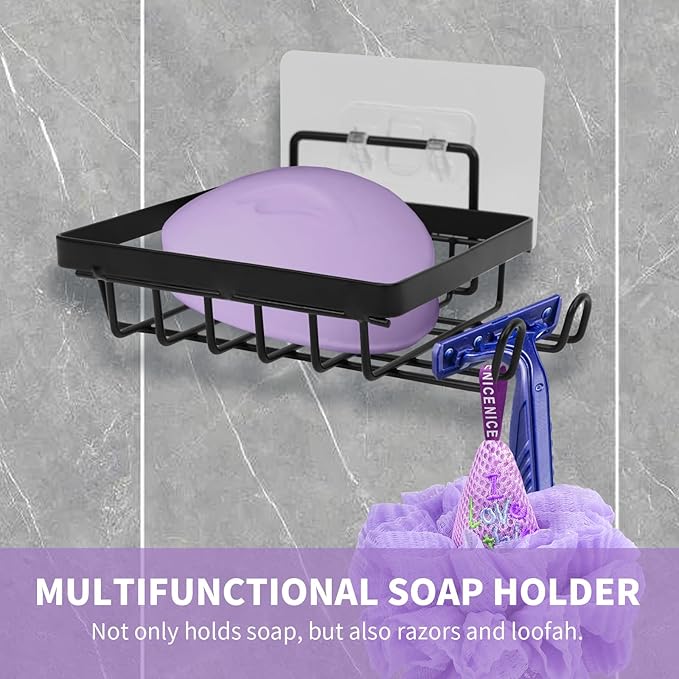 Soap Holder Self Draining Soap Dish Razor Holder for Shower Wall Not Punched Easy Clean Bar Soap Holder Fit for Bathroom, Kitchen Sink