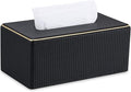 GORESE PU Leather Tissue Box Cover for Kleenex, Rectangle Tissue Box Holder, Rectangular Decorative Tissue Holder for 120(3-Ply)/160(2-Ply) Tissue Box, Black