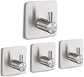4 Pack Adhesive Stainless Steel Wall Hooks - Heavy Duty, Waterproof, Towel & Robe Hooks