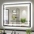 40x32 Inch LED Bathroom Mirror with Black Frame, Backlit & Front Lit, Anti-Fog Lighted Bathroom Vanity Mirror for Wall, Memory Function, Dimmable, HD Tempered Glass, Shatter-Proof