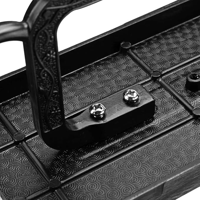 Vintage Carved Floral Toilet Paper Holder with Shelf - Matte Black Aluminum Bathroom Organizer, Wall Mounted Decorative Roll Holder for Bathroom/Vanity (7.24" Phone Shelf, Black Finish)