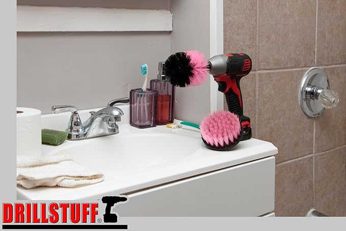 Cleaning Brush Kit - Includes 2-Piece Scrub Brush Set with Quick Change Shaft for Cordless Drills, Ideal for Bathrooms, Kitchens, and More