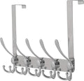 Dseap Over The Door Hook Hanger - Fits 1 3/8" to 1 3/4" Standard Doors | 5 Tri Hooks Heavy Duty Towel/Coat Rack | Door Organizer for Clothes, Jackets, Hats, Towels, Chromed