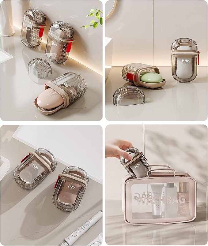 Travel Soap Case, Leakproof Soap Container with Lid, Portable Bar Soap Holder for Traveling, Soap Dish for Bathroom, Shower, Gym, School, Camping, Vacation, Outdoor-Transparently
