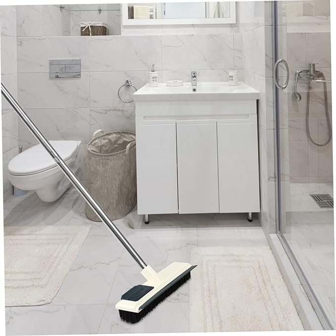 Long Handle Floor Scrubber Brush for Bathroom Cleaning Sturdy Scrub Brush with Strong Bristles for Grout and Corners Efficient Home Cleaning Tool White