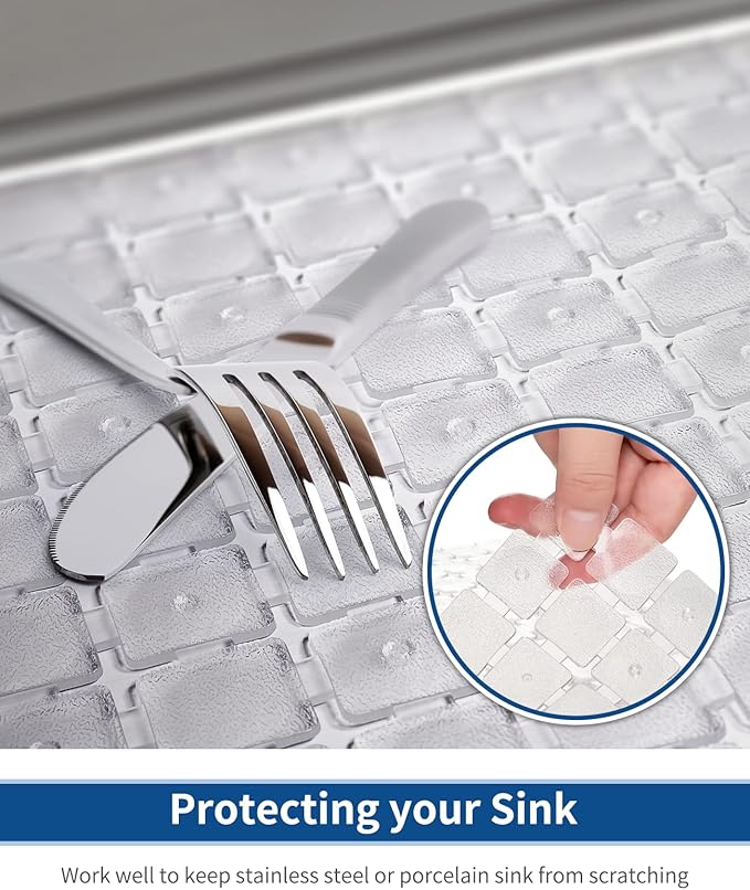 Bligli Sink Mat for Stainless Steel/Ceramic Sinks, 2 Pack 15.7x11.8 inches PVC Sink Protectors for Bottom of Kitchen Sink, Dishes and Glassware drain Mats, Durable and Fast Draining (Transparent)