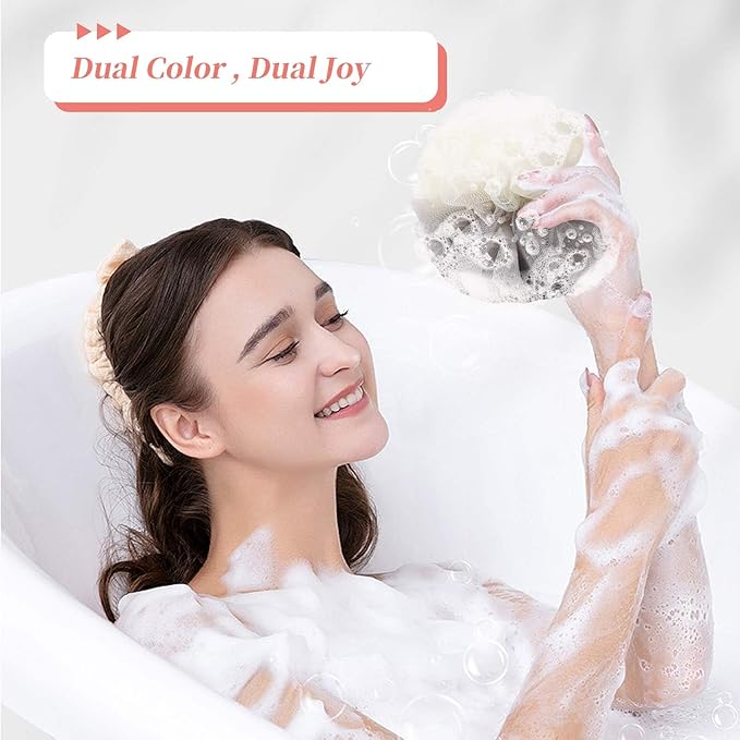 Bath Loofah Sponge Back Scrubber Shower Sponge Soft Mesh Exfoliator Pouf Shower Ball Bath Sponges for Women and Men Bath Accessories