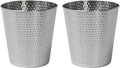 happimess HPM1110C-SET2 Axel Modern Minimalist Hammered Steel 2 Gal Waste Bin for Kitchen, Office, Bathroom, Bedroom, Dorm, Brushed Steel (Set of 2)
