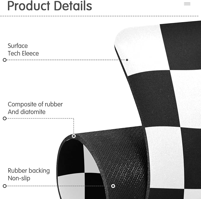 Kitchen Sink Splash Guard 1 PC 14.7 Inch Sink Faucet Mat Splash Guard for Bathroom Countertop Water Absorbent Foldable Cuttable Soft Washable Checkered Black and White