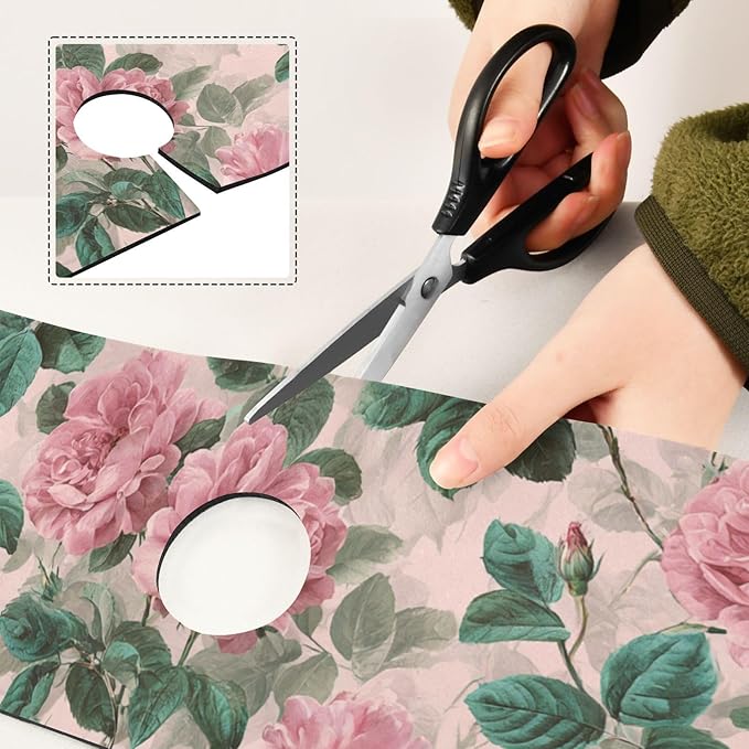 Kitchen Sink Splash Guard 1 PC 30 Inch Sink Faucet Mat Splash Guard for Bathroom Countertop Water Absorbent Foldable Cuttable Soft Washable Pink Vintage Roses with Leaves
