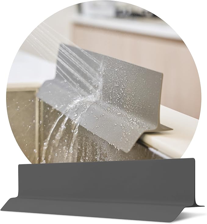 19.7 inches 100% Premium Silicone Kitchen Sink Splash Guard - Non Slip Strong Suction, Durable, and Easy-to-Clean Splash Protector for Mess-Free Cooking and Dishwashing (Deep Gray)