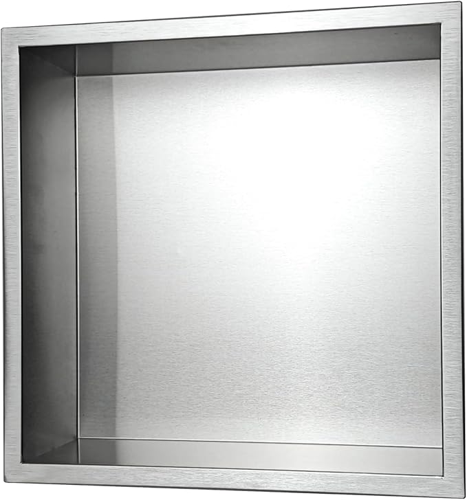 No Tile Needed Shower Niche for Bathroom Storage,Recessed Wall Niche,Shower Shelf,Stainless Steel (Brush, 12 * 12 in)