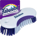 Fabuloso Cleaning Brush, Compact Hand Scrub Brush with Easy Grip Rubber Texture for Kitchen, Bathroom, Tile, Baseboards and Floors, Firm Bristles for Indoor Surface Cleaning, White & Purple, 6 Inch