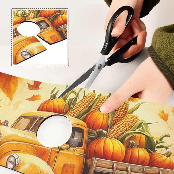 Fall Thanksgiving Pumpkin Truck Kitchen Sink Splash Guard Faucet Mat Diatomite Absorbent Pad for Bathroom RV 14.7x5.4in 1PCS water