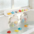 Extra-Long 31.5 Inch Bathtub Splash Guard for Kids,2 Storage Pockets Large Capacity Bath Toy Caddy Holder,Silicone Water Shield Prevent Bathroom Spills
