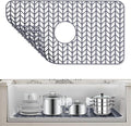 AWOKE Sink Protectors for Kitchen Sink - 26"x 14" Sink Mat - Heat-resistant Easy-clean Silicone Sink Mat - for Protection of Stainless Steel Sink - with Center Drain (Grey),Kitchen Sink Accessories