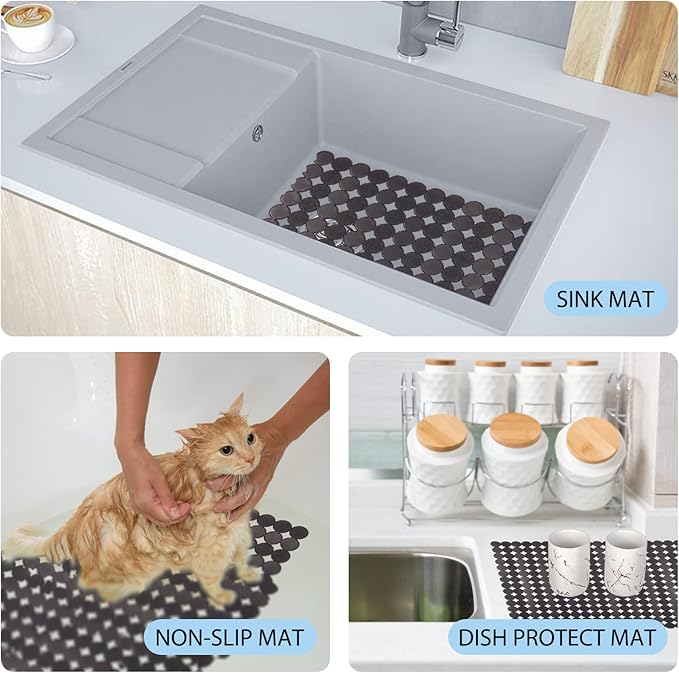 Sink Protectors Mat for Kitchen Sink - 2Pack Adjustable Kitchen Sink Mat Fast Draining - Dish Drying Mat for Dishes And Glassware - Easy to Clean & Diy Cut