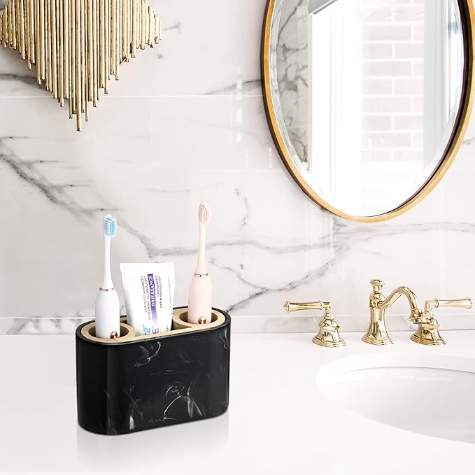 Shinowa Toothbrush Holder,Premium Toothbrush Organizer,Bathroom Storage Organizer for Electric Toothbrush, Toothpaste, Razor, Comb, Ink Black