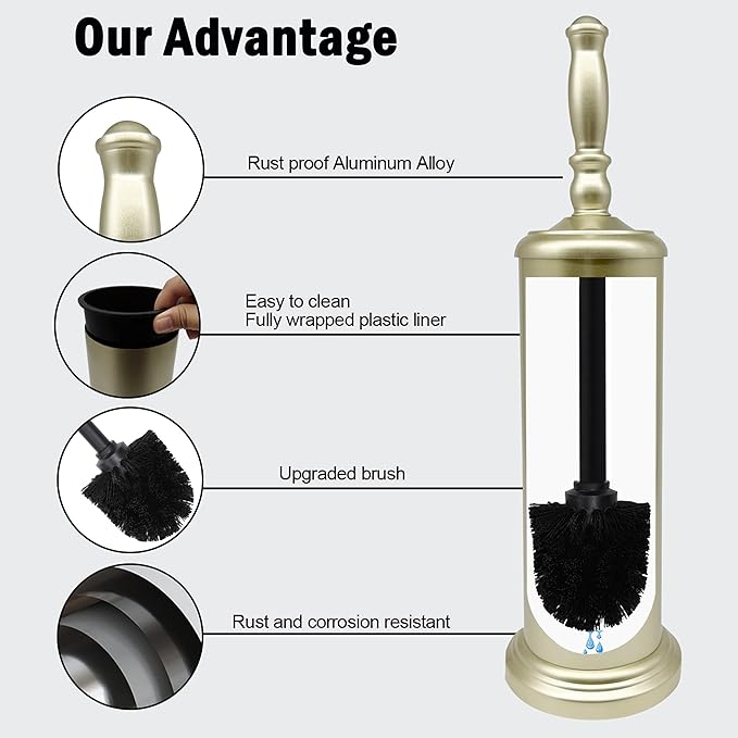 Metal Toilet Bowl Brush with Holder Premium Bathroom Cleaning Set Rustproof Hygienic Durable Elegant Finish