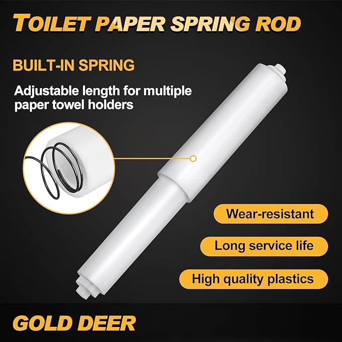 2Pack White Toilet Paper Holder Spring Loaded Roller Replacement Rod Toilet Paper Roller Spindle Replacement Rod Toilet Paper Roll Holder Toilet Paper Holder Stand