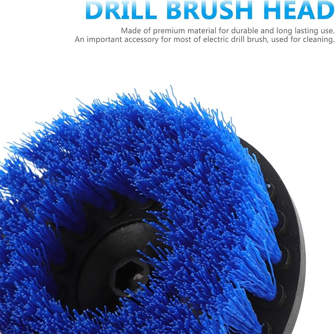 Electric Drill Brush Set 5-Inch Round Brush Heads Blue Hollow Core Replacement Attachment for Kitchen Floor Cleaning Tools Household Scrubber Accessories