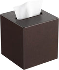 Livelab Metal Tissue Box Cover, Square Tissue Box Holder Modern Decor Facial Napkin Holder Dispenser for Bathroom Vanity Countertop, Living Room, Bedroom, Office | Brown Pebble Grain