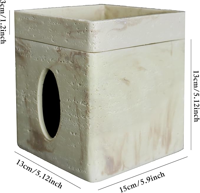 Hymmah Square Tissue Box Cover/Holder with Tray,Unique Cube Design Tissue Dispenser Decor for Vanity Counter Tops Also Great for Bedroom and Living Room