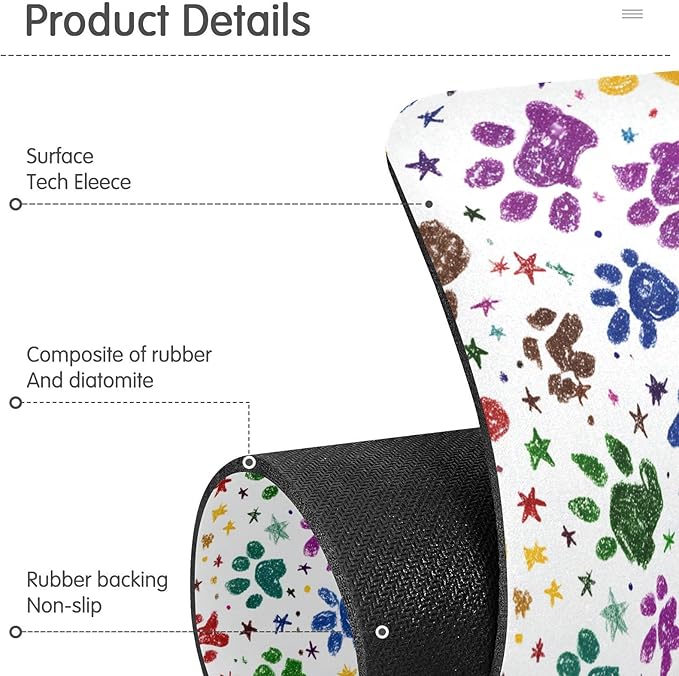 Kitchen Sink Splash Guard 2 PCS 14.7 Inch Sink Faucet Mat Splash Guard for Bathroom Countertop Water Absorbent Foldable Cuttable Soft Washable Paw Prints and Stars