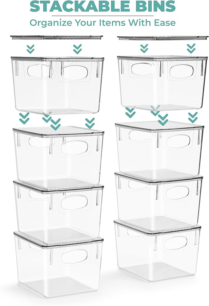 Sorbus Medium Clear Plastic Storage Bins with Lids, Clear Stackable Storage Bins, Laundry Room Organizer Bins, Office, Classroom, Playroom, Bathroom, Laundry Room Organization and Storage (2 Pack)