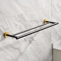 Miyili Double Bath Towel Bar 24-Inch Hand Towel Rack for Bathroom SUS 304 Stainless Steel Wall Mount Black & Gold, A01BG60B