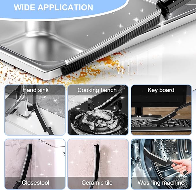 8 Pack Hard Bristle Crevice Cleaning Brush, Gap Cleaner, Toilet Brush, Grout Cleaner, Kitchen, Bathroom, Car Windshield, Black