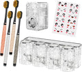 Toothbrush Holders Combo Set for Bathroom，4 Cups Toothbrush Holder Wall Mounted with Organizer，Gift 4 Count Ultra Fine Soft Bristle Crystal Tooth Brush and Wall Mounted Toothpaste Squeezer
