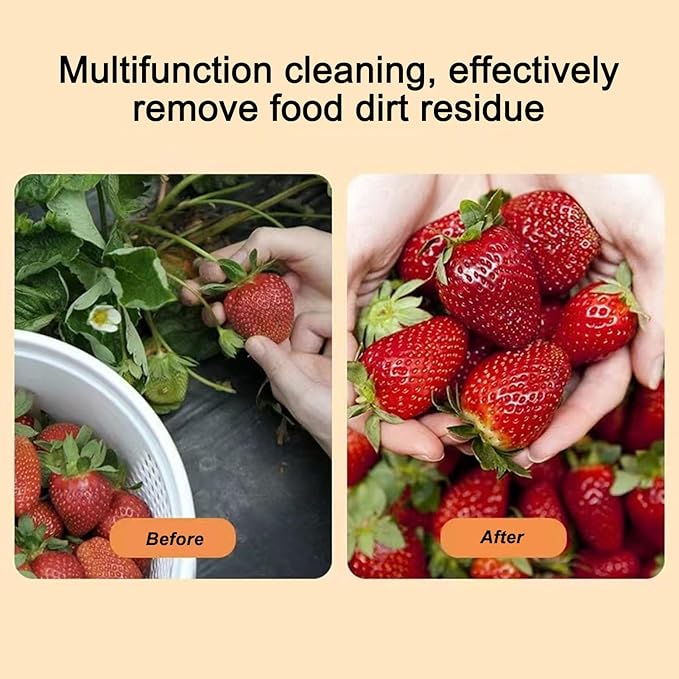 ASHATA Fruit and Vegetable Washing Machine, Portable Electric Fruit and Vegetable Cleaner Device, Fruit and Vegetable Purifier for Fruits, Vegetables, Rice, Meat and Tableware (Second