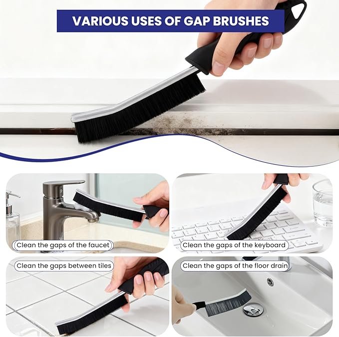 4PCS Crevice Cleaning Brush -Hard Bristle Crevice Cleaning Brush Multifunctional Grout Brush for Cleaning, Gap Scrub Brush Crevice Cleaning Tools for Kitchen, Sinks, Shower, Tile, Toilet, Window