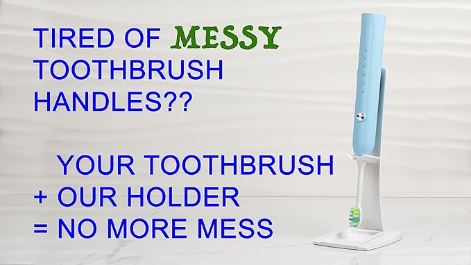 Hygienic No-Mess Inverted Electric Toothbrush Holder Stand, Easy Cleaning, 8”x 4” x 3.1”, White