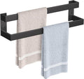 TNOMS Double Towel Bar,Towel Holder for Bathroom Stainless Steel Towel Rack Wall-Mounted Bathroom Towel Bar 24-Inch Bathroom Hardware Accessories,Matte Black